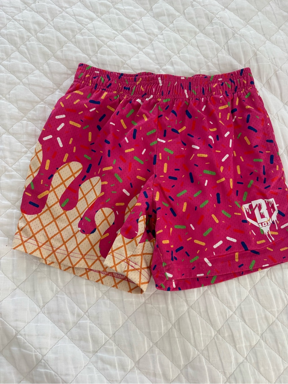 Bright Pink Icecream Sprinkle-Print Shorts
